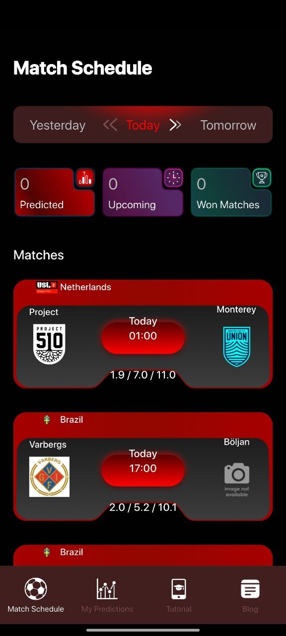 Wnmx Discover Matches schedule screen
